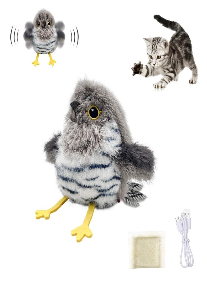 Petgravity Flapping Bird Cat Toy (No Flying), Lifelike Cuckoo Chirp Tweet Kitten Toy, Rechargeable Touch Activated Cat Toy Interactive Catnip Toy Exercise Toys for All Breeds 5.1" (Gray) - Image 1